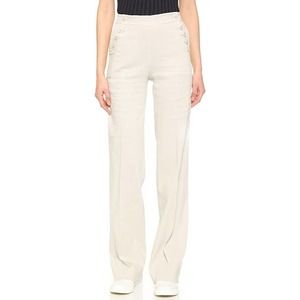 Theory Womens Alrigo Pants 10 Crunch Linen Blend High Waisted Wide Leg Natural